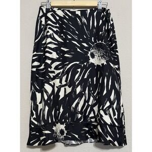 The Limited Silk Skirt Women's Size 4 Black &‎ Cream Floral Geometric Artsy